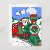 De rode en groene trein van de Kerstman Feestdagenkaart (Voorkant / Achterkant)