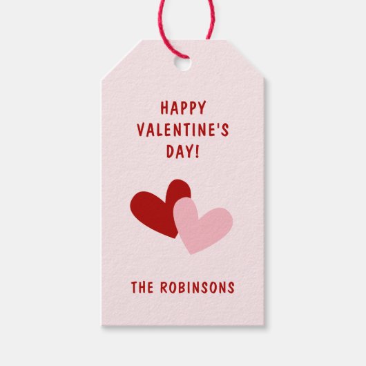 De Rode en Roze Harten Valentijnsdag Custom Cadeaulabel (Voorkant)