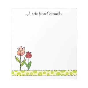 De rode en Roze Tulpen personaliseerden 5.5 x 6 Notitieblok