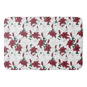 De rode en Witte Lelies van Kerstmis Badmat