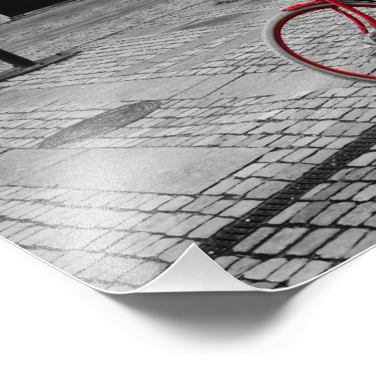 De rode fiets foto afdruk (Hoek)