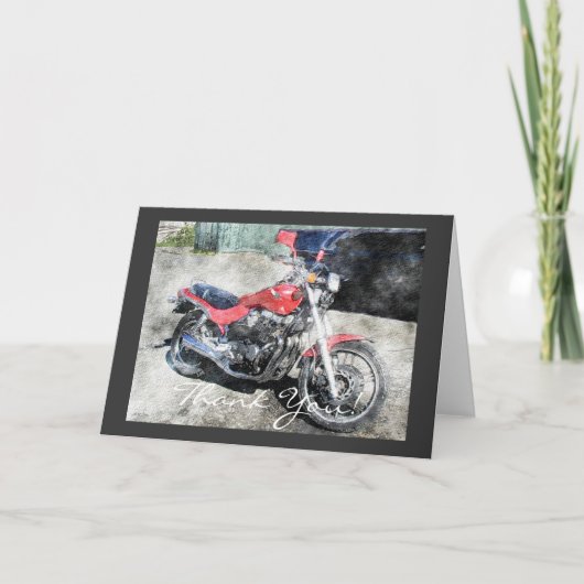 De rode Fietser van de Motor dankt u kaardt Bedankkaart (Voorkant)