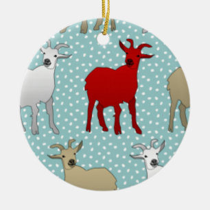 De rode geit keramisch ornament