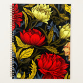 De rode & gele bloemenprint van William Morris Planner (Voorkant)