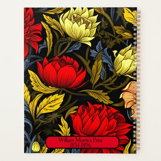 De rode & gele bloemenprint van William Morris Planner (Achterkant)