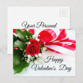 De rode Gelukkige Valentijnsdag van Rozen Feestdagenkaart (Voorkant / Achterkant)