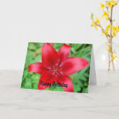 De rode Gelukkige Verjaardag van de Lelie Kaart (Gele Bloem)