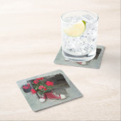 De Rode Geraniums als een stevige Kartonnen Onderzetters (Insitu)