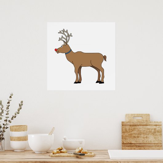 De rode gestreepte rendiersoort poster (Keuken)