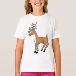 De rode gestreepte rendiersoort t-shirt