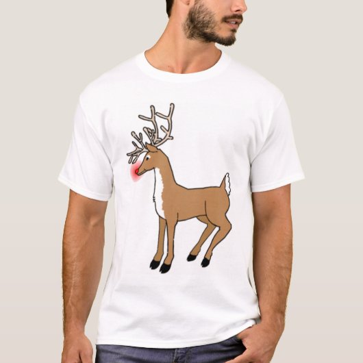De rode gestreepte rendiersoort t-shirt (Voorkant)