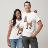 De rode gestreepte rendiersoort t-shirt (Unisex)