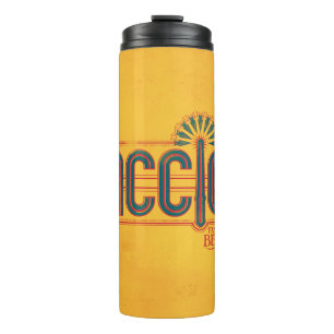 De rode Grafische Werktijd van het Art deco ACCIO Thermosbeker