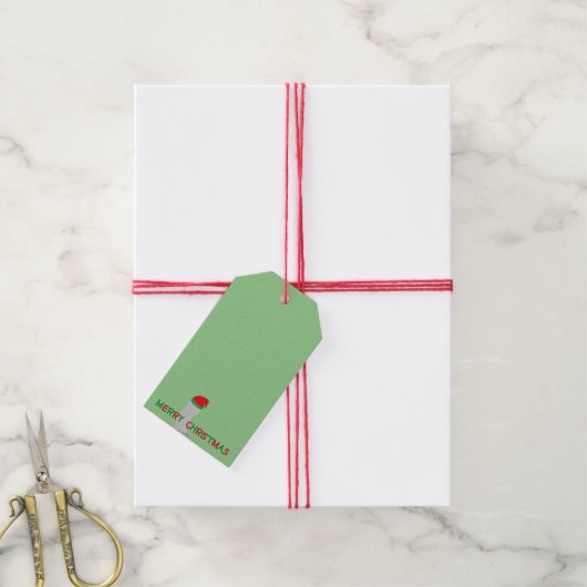 de rode groene elf voor kerst - merken cadeaulabel (Met Touw)