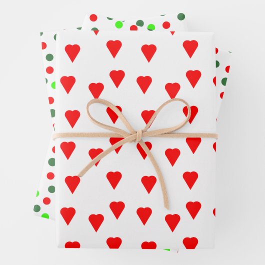 De rode groene Stippen van vandaag Hearts Christma Inpakpapier Vel (In situ)