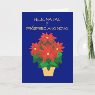 De rode Groet van de Taal van Poinsettia Portugese Feestdagen Kaart