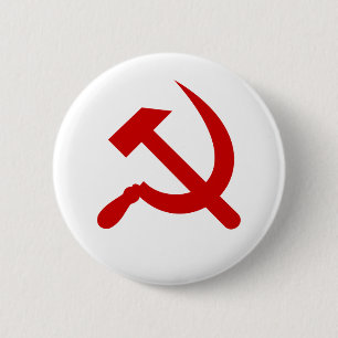 De rode hamer en sikkel van het Communisme Ronde Button 5,7 Cm