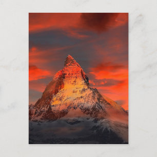De Rode Hemel van Zwitserland Matterhorn Zermatt Briefkaart