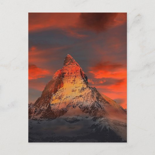 De Rode Hemel van Zwitserland Matterhorn Zermatt Briefkaart (Voorkant)