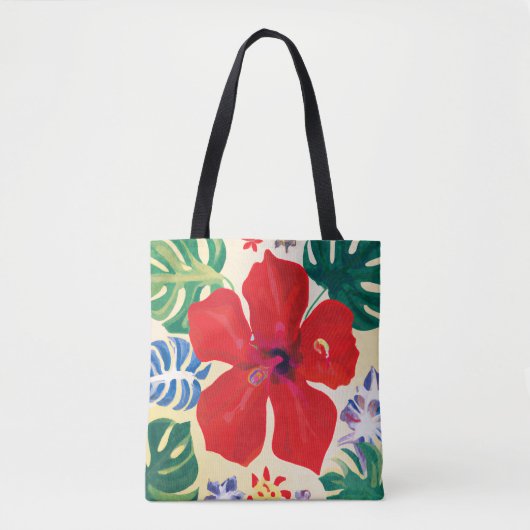 De rode hibiscus Tropische canvas tas (Voorkant)