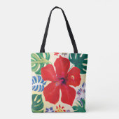 De rode hibiscus Tropische canvas tas (Achterkant)