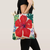 De rode hibiscus Tropische canvas tas (Dichtbij)