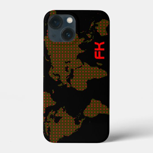 de rode initialen van de stippenwereldkaart Case-Mate iPhone case (Achterkant)