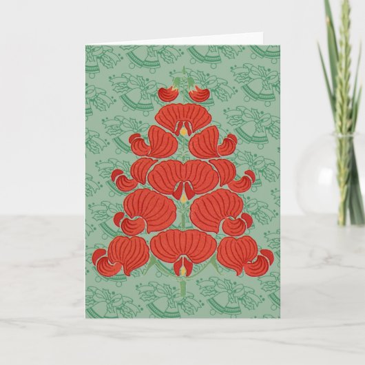 De rode Kerstboom van de Bloem van Deco Feestdagen Kaart (Voorkant)