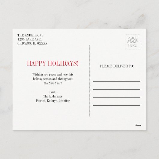 De rode kerstdeur Briefkaart voor feestdagen (Achterkant)