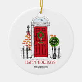 De rode kerstdeur Ornament voor feestdagen