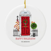 De rode kerstdeur Ornament voor feestdagen (Achterkant)