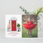 De Rode Kerstdeur voor feestdagen - Fotokaart Feestdagenkaart (Staand voorkant)