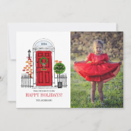 De Rode Kerstdeur voor feestdagen - Fotokaart Feestdagenkaart