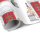 De rode kerstdeur voor feestdagen is verpakt papie cadeaupapier (Rol Hoek)