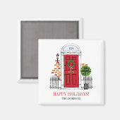 De rode kerstdeur voor feestdagen magneet (Voorkant / Achterkant)