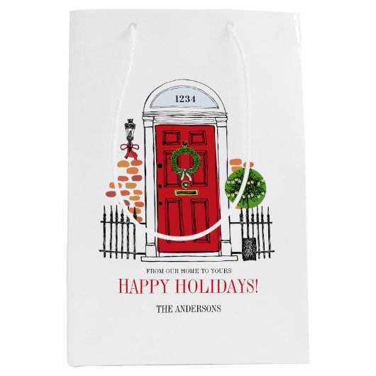 De rode kerstdeur voor feestdagen medium cadeauzakje (Voorkant)