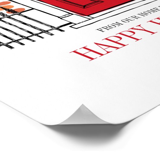 De rode kerstdeur voor het Poster van de kerstdeur (Hoek)