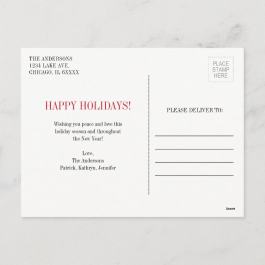 De rode kerstdeur voor kerstmis Foto Briefkaart (Achterkant)