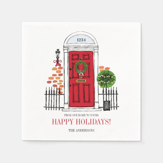 De rode kerstdeuropening Napels Servet (Voorkant)