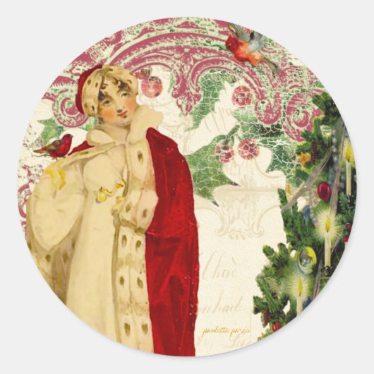 De rode kerstjas envelop of cadeau Stickers (Voorkant)