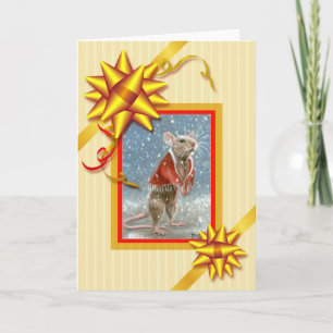 De rode Kerstkaart van de Rat van de Sjaal Feestdagen Kaart