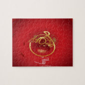 De rode kersttaartjes hebben een verlichte fijne d legpuzzel (Horizontaal)