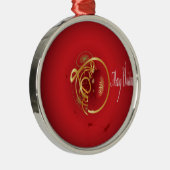 De rode kersttaartjes hebben een verlichte fijne d metalen ornament (Rechts)