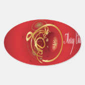 De rode kersttaartjes hebben een verlichte fijne d ovale sticker (Voorkant)