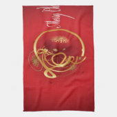 De rode kersttaartjes hebben een verlichte fijne d theedoek (Verticaal)