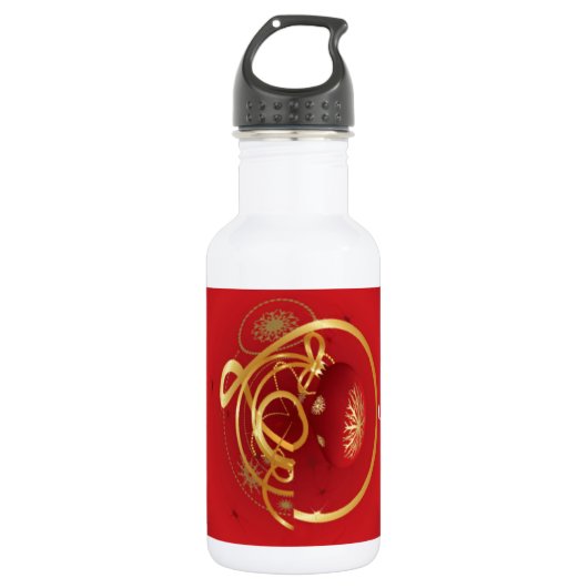 De rode kersttaartjes hebben een verlichte fijne d waterfles  (Voorkant)