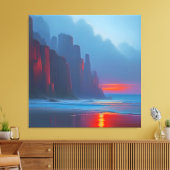De rode kliffen canvas afdruk (Insitu (Woonkamer))