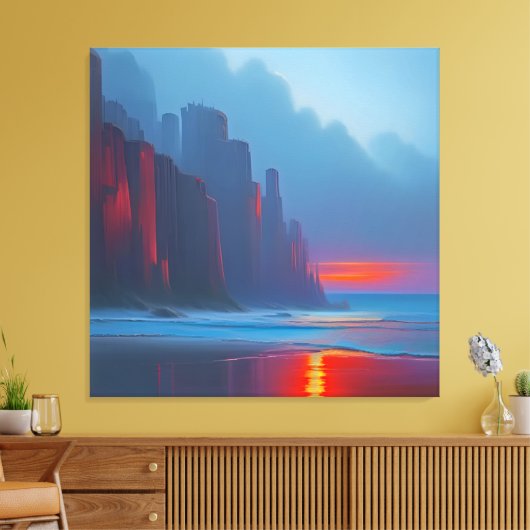 De rode kliffen canvas afdruk (Insitu (Woonkamer))