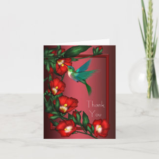 De rode Kolibrie van de Hibiscus dankt u Kaarten