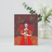 De Rode Koningin. Briefkaart (Staand voorkant)